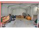 Spacious shed interior featuring ample storage space with shelving and work bench at 710 Spring Ln, Sanford, NC 27330