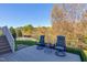 Backyard deck with swivel chairs and drink table overlooking a manicured lawn at 1509 Heritage Reserve Ct, Wake Forest, NC 27587