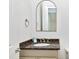 Bathroom featuring a granite vanity countertop and decorative mirror at 1509 Heritage Reserve Ct, Wake Forest, NC 27587