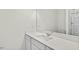 Clean bathroom with a vanity, sink, and large mirror at 1050 Parkside Drive, Nashville, NC 27856