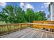 A spacious wooden deck offering views of the surrounding landscape and a lush treeline at 853 Parc Townes Dr # 9, Wendell, NC 27591