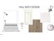 A hall bathroom design showcasing a fiberglass shower/tub combo, wood flooring and stone counters at 853 Parc Townes Dr # 9, Wendell, NC 27591