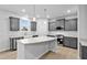 Modern kitchen featuring granite countertops, gray cabinetry, a farmhouse sink, stainless steel appliances, and a large center island at 2750 Lacy Holt Rd, Graham, NC 27253