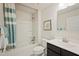 Clean bathroom with tub shower, vanity, and toilet at 600 Mathiola Dr, Wendell, NC 27591