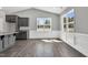 Bright dining area with dark wood floors and large windows at 91 Laramie Ln, Selma, NC 27576
