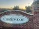 Castlewood community entrance sign made of brick with a white name plate at 113 Arundel Dr, Archer Lodge, NC 27527