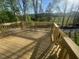Wooden deck overlooking lush greenery and providing a serene outdoor space at 116 Arundel Dr, Archer Lodge, NC 27527