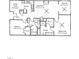 Apartment floor plan showcasing a living room, kitchen, dining area, and bedrooms at 2410 Huntscroft Ln # 203, Raleigh, NC 27617