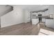 Kitchen with granite countertops, stainless appliances, white cabinets, and a center island at 41 Red River Dr, Selma, NC 27576