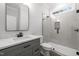 Modern bathroom with a glass-enclosed shower and sleek vanity, creating a spa-like retreat at 184 Dereham Ln, Garner, NC 27529
