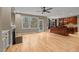 Living room with fireplace and view to kitchen at 5600 Thornburg Dr, Wake Forest, NC 27587