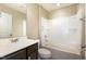 Well-maintained bathroom with a single vanity and a shower-tub combination at 219 Rosedale Creek Dr, Durham, NC 27703