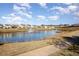 Scenic pond in the community with a fountain and walking path at 219 Rosedale Creek Dr, Durham, NC 27703