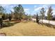 Landscaped front yard with mature trees and healthy grass at 219 Rosedale Creek Dr, Durham, NC 27703