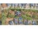 Aerial view showing home's private backyard, pool, and surrounding neighborhood at 1620 Dunn Rd, Raleigh, NC 27614