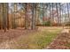 Wooded backyard with patio and open space at 1620 Dunn Rd, Raleigh, NC 27614
