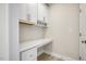 Bright, built-in office nook with white cabinets, counterspace, and storage at 472 Traditions Grande Blvd # 34, Wake Forest, NC 27587