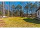 Expansive backyard features green grass and mature trees at 169 Running Deer Dr, Louisburg, NC 27549