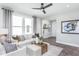 Living room with comfy seating, large windows and entryway view at 2301 Beeblossom Pl, Fuquay Varina, NC 27526