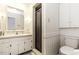 Cozy bathroom featuring a single sink vanity, and a shower behind a curtain at 3540 Chelsea Dr, Rocky Mount, NC 27803