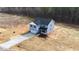 Overhead view of two-story home with light blue siding, garage and porch at 9133 Phoenix Ct, Middlesex, NC 27557