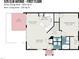 Detailed first floor plan featuring an eat-in kitchen, living room, primary bedroom, and patio at 526 Elm Ave, Wake Forest, NC 27587