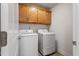 Convenient laundry room with front load washer and dryer and storage at 46 Two Belles Ct, Angier, NC 27501