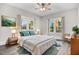 Bright bedroom with hardwood floors, large windows, and comfortable bedding at 923 Belvedere St, Rocky Mount, NC 27803