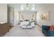 This beautiful bedroom has a blue ceiling, white walls and a light colored chevron area rug at 3410 Bradley Pl, Raleigh, NC 27607