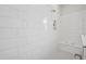 Detailed view of the elegant shower with white subway tile and a built-in niche at 2229 Abbeyhill Dr # 123, Raleigh, NC 27610