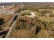 Aerial view of property location near road and rail line at 7039 Old 421 Rd, Liberty, NC 27298