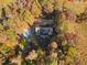 House nestled amongst colorful autumn trees in an aerial view at 7039 Old 421 Rd, Liberty, NC 27298