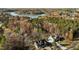 Beautiful aerial view of custom home near Lake Tillery surrounded by colorful fall foliage at 414 S B Harrison Ln, Henderson, NC 27537