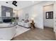 Elegant living room with a stone fireplace and stylish furniture at 734 S State St, Raleigh, NC 27601