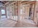 The framing of a new construction interior includes stub outs for plumbing and electrical, showing the room's layout at 211 Pond View Ct # 5, Fuquay Varina, NC 27526