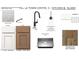 Kitchen island with a modern sink, white perimeter cabinets, and dark brown island cabinets at 4043 Elk Creek Ln # 15, Raleigh, NC 27612