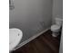Simple bathroom with white sink and dark floors at 788 Roberts Rd, Sanford, NC 27332