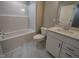 Clean bathroom with a bathtub, toilet, and vanity at 788 Roberts Rd, Sanford, NC 27332