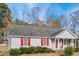 Gray house with red shutters, a covered porch, and landscaping at 512 Drexel Rd, Rocky Mount, NC 27803