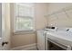 Convenient laundry room featuring a washer, dryer, and natural light at 4324 Brighton Ridge Dr, Apex, NC 27539