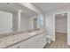 Bathroom featuring granite countertops, white cabinets, and an open ensuite bathroom at 107 Wilderness Ct, Mebane, NC 27302