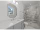 Bathroom featuring an enclosed shower and a vanity with sink at 339 1/2 Mulberry St, Raleigh, NC 27604