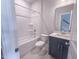 Bathroom featuring a bath and shower combination and modern vanity at 207 Pond View Ct # 3, Fuquay Varina, NC 27526