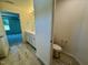 Bathroom features double sink vanity and separate water closet at 45 Covey Rise Way, Lillington, NC 27546