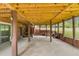 Covered patio featuring brick columns and walls at 129 Jeffress Dr, Louisburg, NC 27549