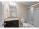 Bathroom with a single sink vanity, granite countertop, and a shower-tub combination at 4236 Aviemore, Burlington, NC 27215