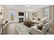 Bright living room featuring a fireplace, large sofa, and view to the outside deck at 4236 Aviemore, Burlington, NC 27215