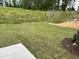 Newly-sodded backyard slopes gently upwards, providing a spacious outdoor area for recreation and relaxation at 105 Windchime Ct, Fuquay Varina, NC 27526