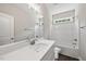 Bathroom with a bright white vanity, modern fixtures and a shower/tub combo with white subway tile at 40 Moonraker Dr, Spring Hope, NC 27882