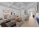 Expansive living room with fireplace, stylish decor, and an open floor plan at 7813 Ailesbury Rd, Wake Forest, NC 27587